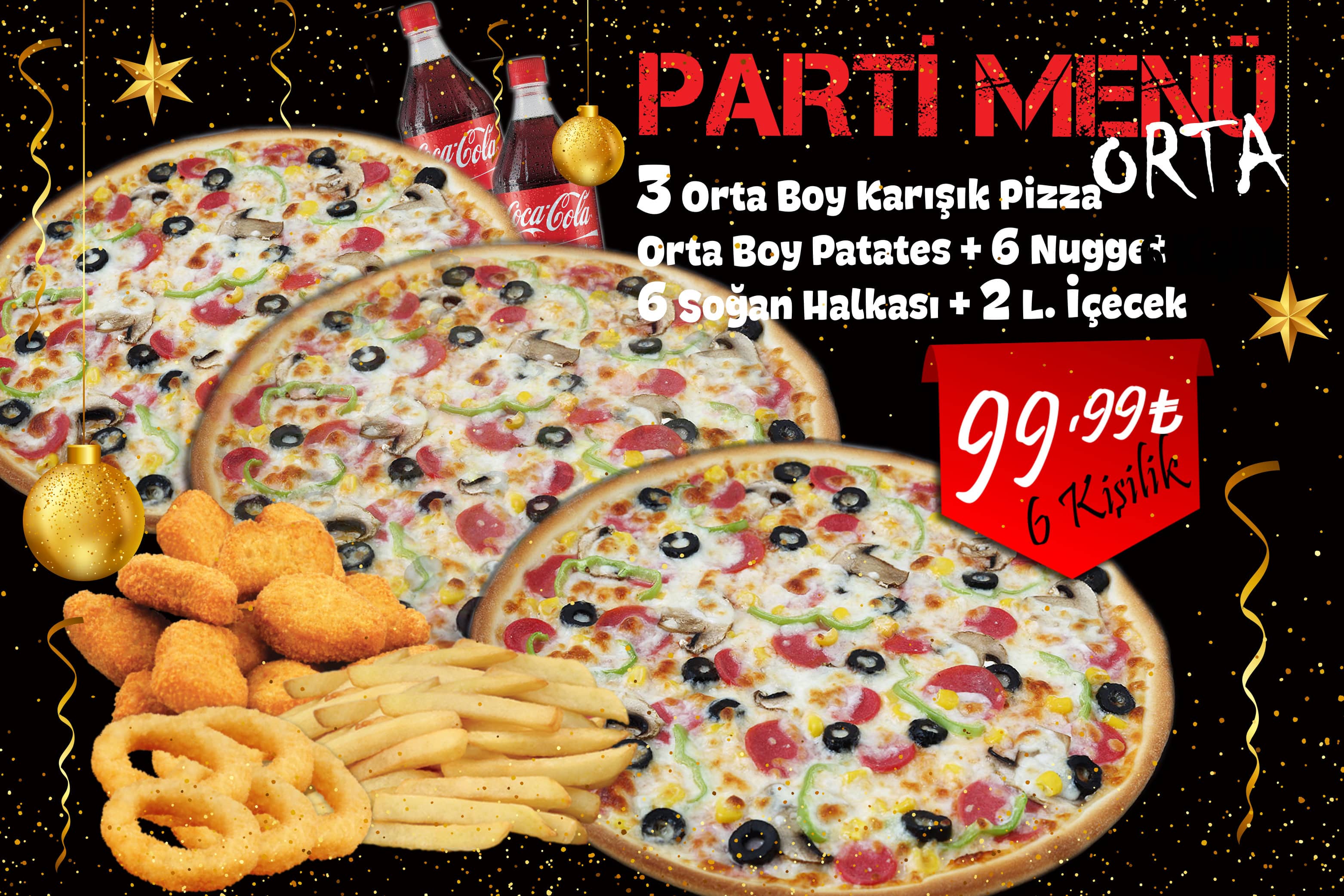Pizza Taxi Türkiye Parti Menü (Orta) 99.99₺